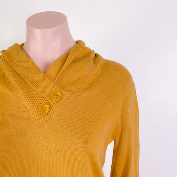 Jeanne Pierre Button Accent Cowl Neck Pullover Sweater Maple Gold sz Small NWT - Picture 3 of 11
